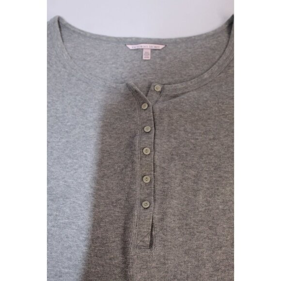 Victoria's Secret Henley Night Shirt Women's Size M Gray Knit 3/4 Sleeve Casual - Picture 6 of 9